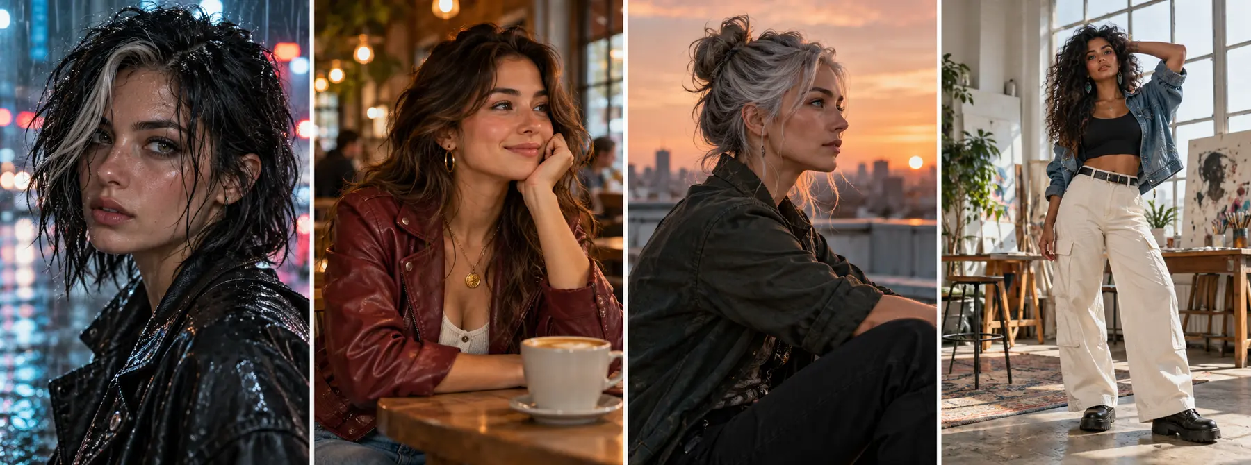 Illustrative AI generations showing the character’s appearance drifting between scenes.